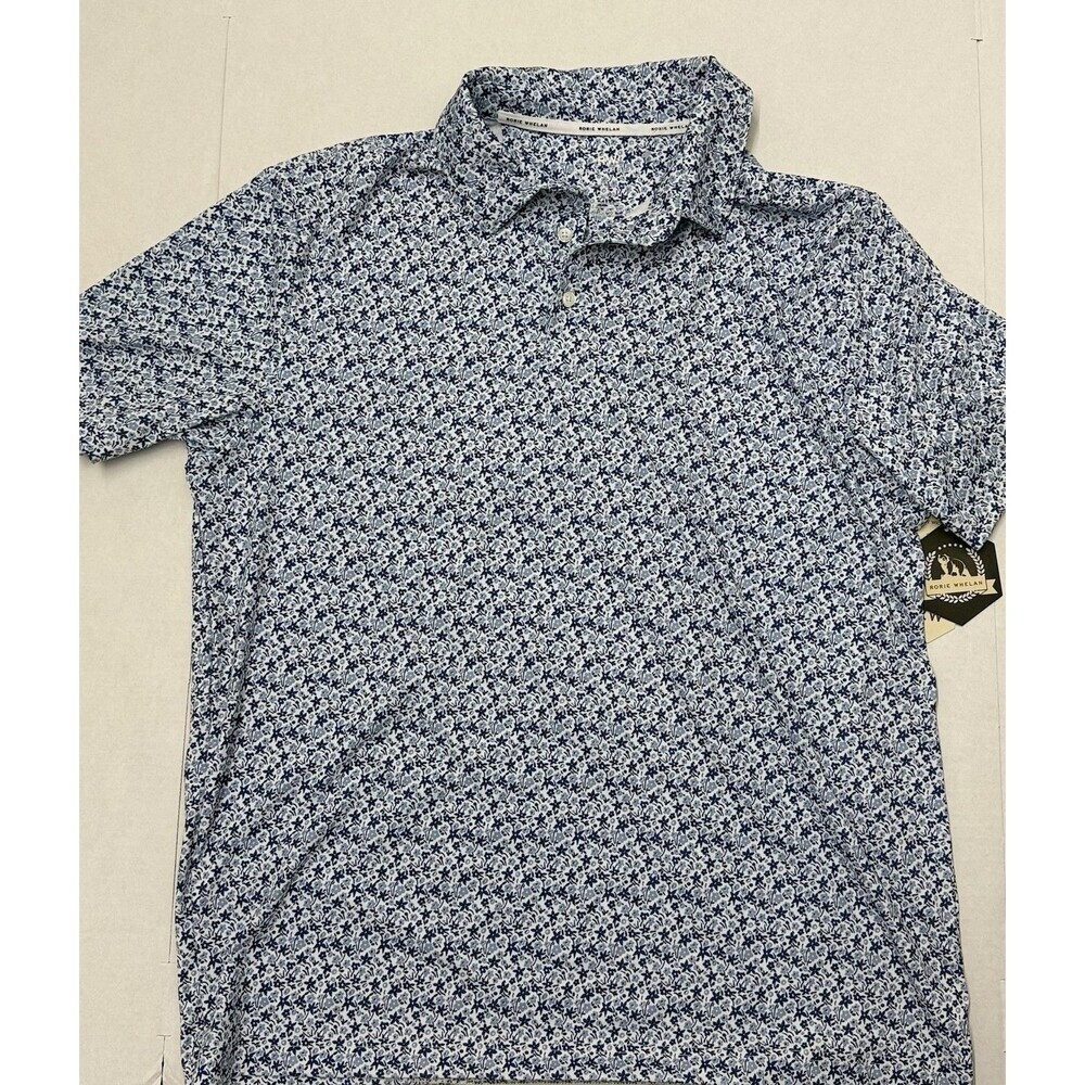 Rorie Whelan Men’s Size XL Golf Polo Shirt Floral  Print Blue NWT